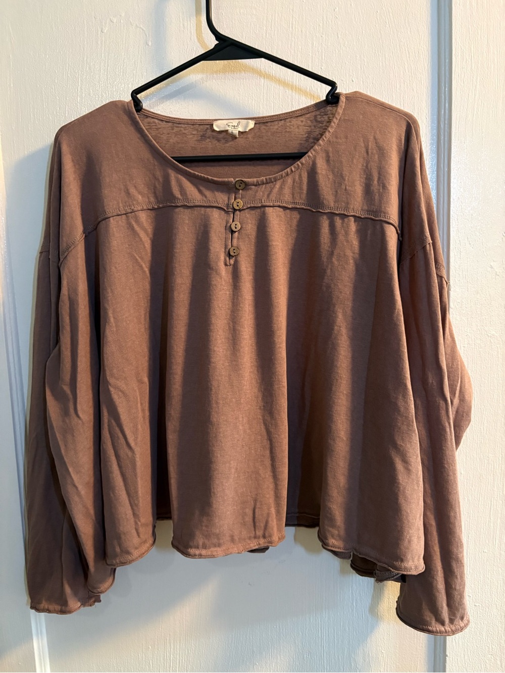 easel Mauve Relaxed Henley Sweatshirt